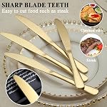 Gold Dinner Knives Set of 12 Pieces, Stainless Steel Titanium Plating Gold Plating Butter Knife, Table Knives for Home, Restaurant, Hotel, Wedding, Events