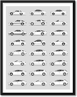 Mazda Inspired Poster Print Wall Art Handmade Decor of Best of Mazda Generations History Evolution 24x36" (Unframed) Metallic Print