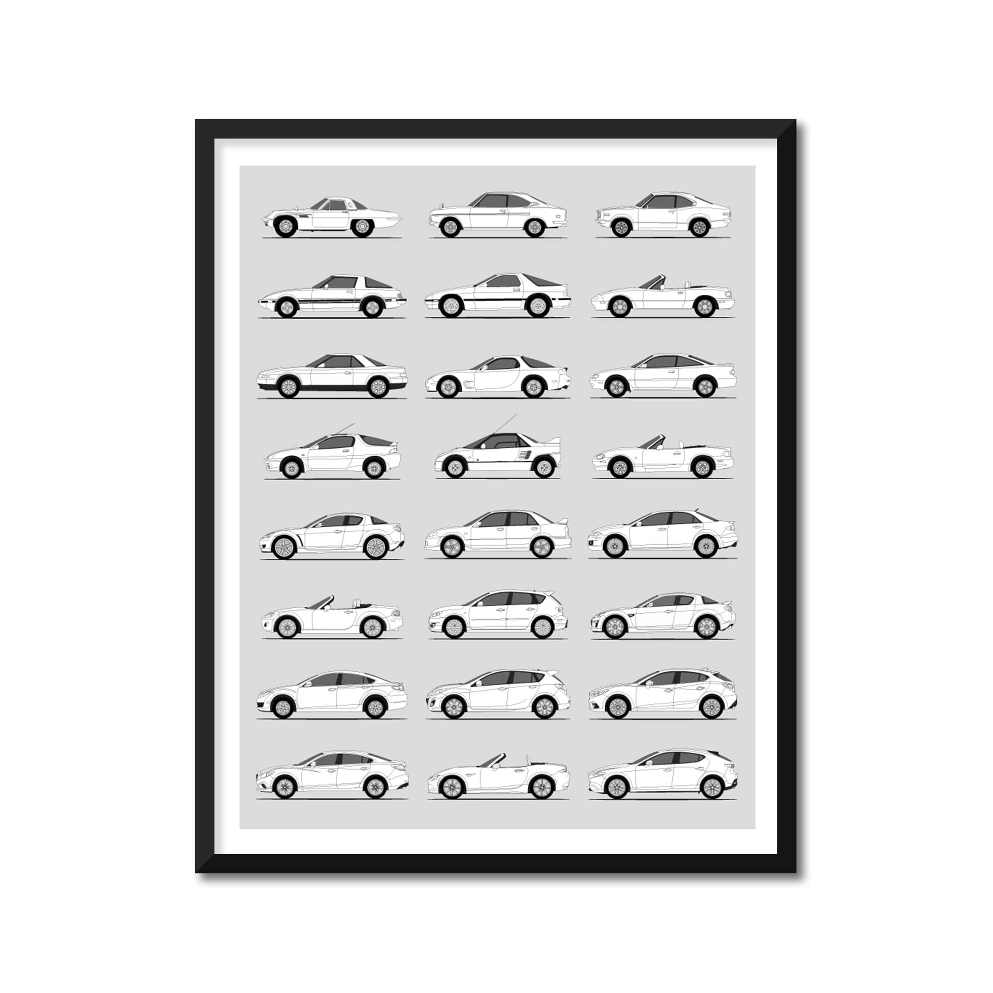 Custom Car Posters Handmade Poster compatible with History of Mazda Print Wall Art Decor of Best of Mazda Generations History Evolution - A3 (29.7 x 42 cm) (Unframed) Lustre Print