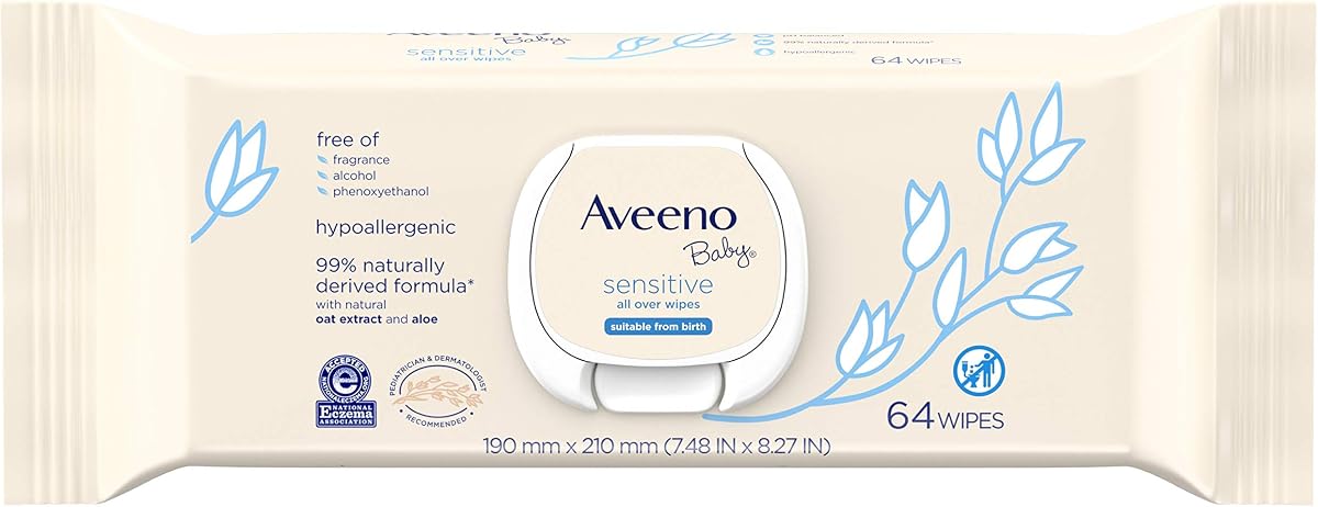 Baby Sensitive All Over Wipes, Paraben- & Fragrance-Free, 64 ea (Pack of 2)