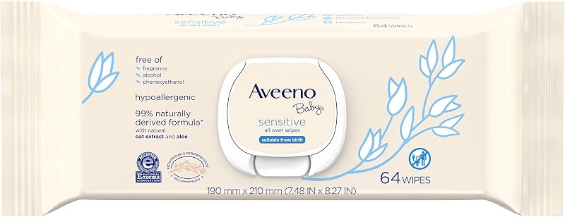 Baby Sensitive All Over Wipes, Paraben- & Fragrance-Free, 64 ea (Pack of 2)