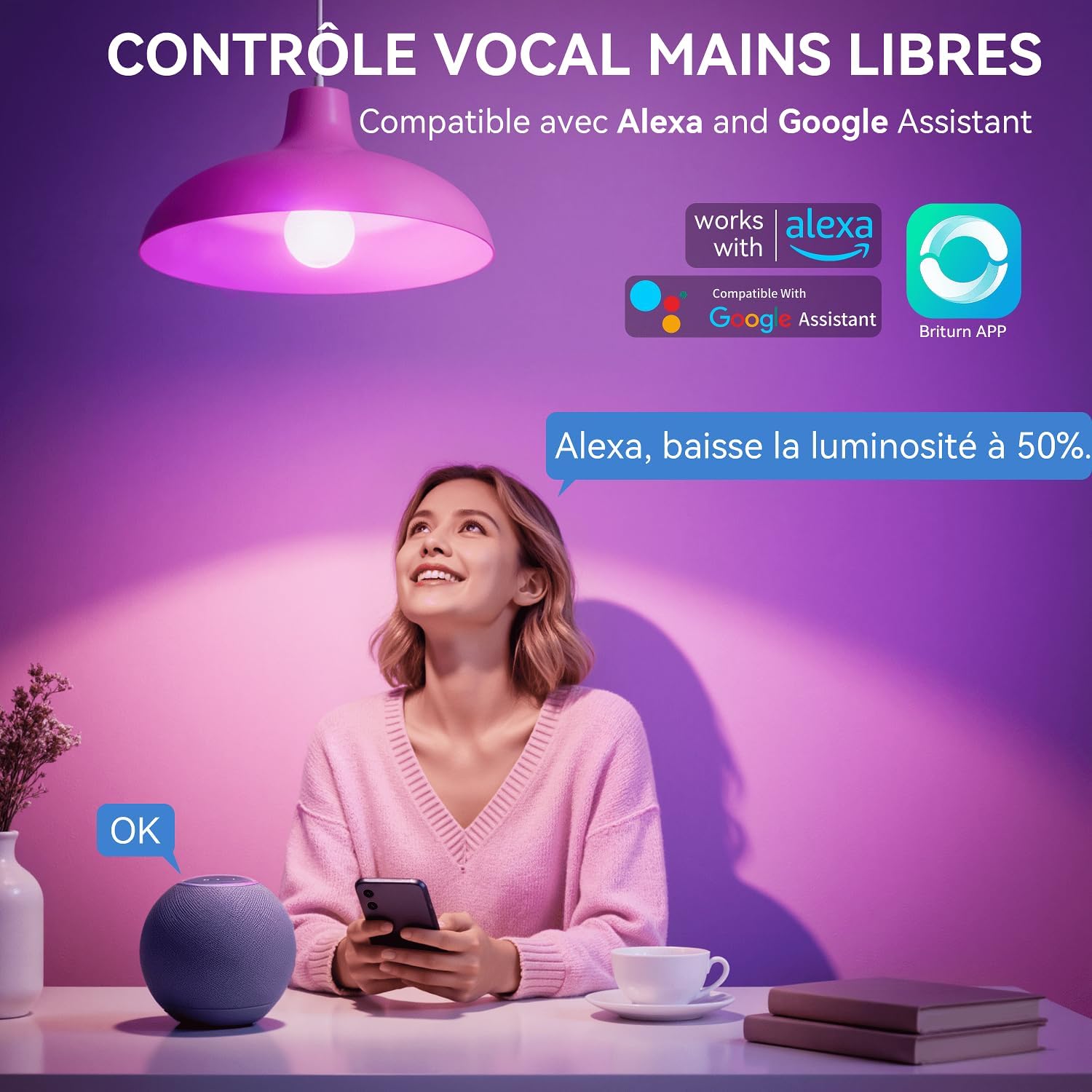 ampoule connectée wifi multifonction – vue détaillée