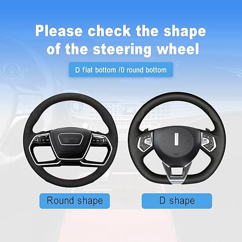 Miniatura 4 de Funda de cuero de microfibra para volante, con mango de agarre antideslizante que mejora el control, ajuste universal para la mayoría de autos,