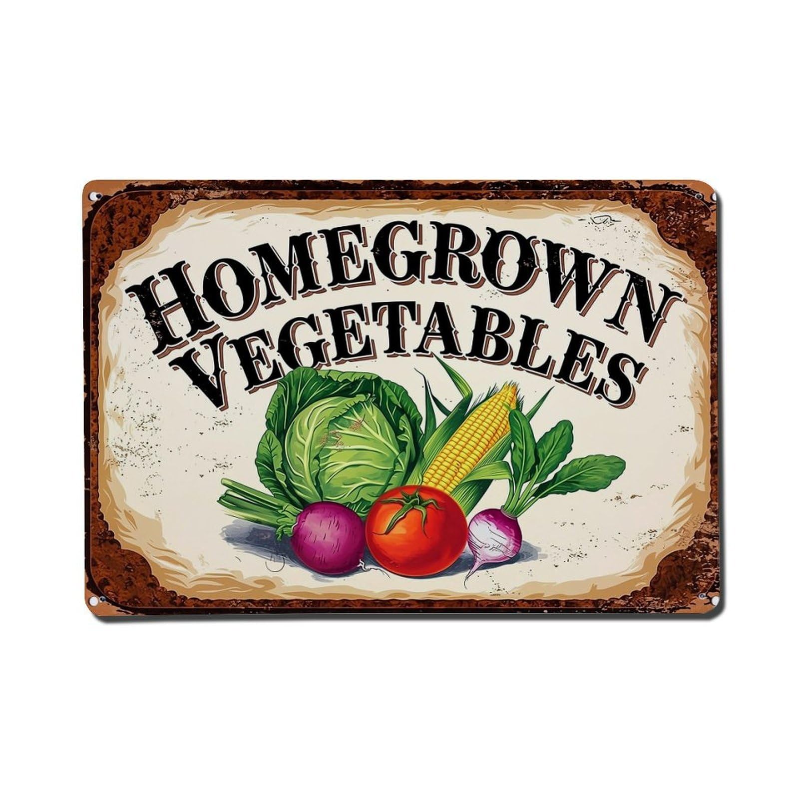 Nestemfo Vintage Homegrown Vegetables Sign Design Tin Sign Metal Sign, Living Room,Bar, Home, Bedroom Wall Decor,Retro Metal Poster 8X12 Inches