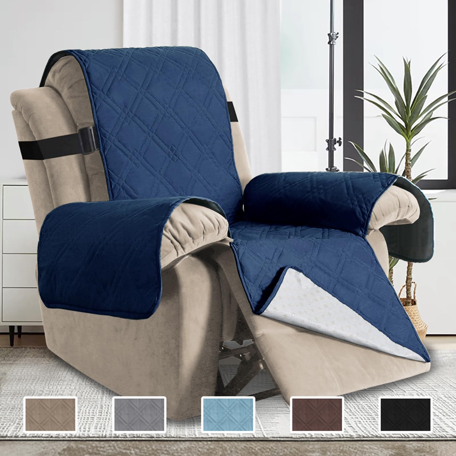 Copripoltrona Relax Reclinabile, Copripoltrona Impermeabile, Copripoltrona Relax Reclinabile, Copripoltrona Relax Reclinabile Salvadivano (Blu Navy,Medio)