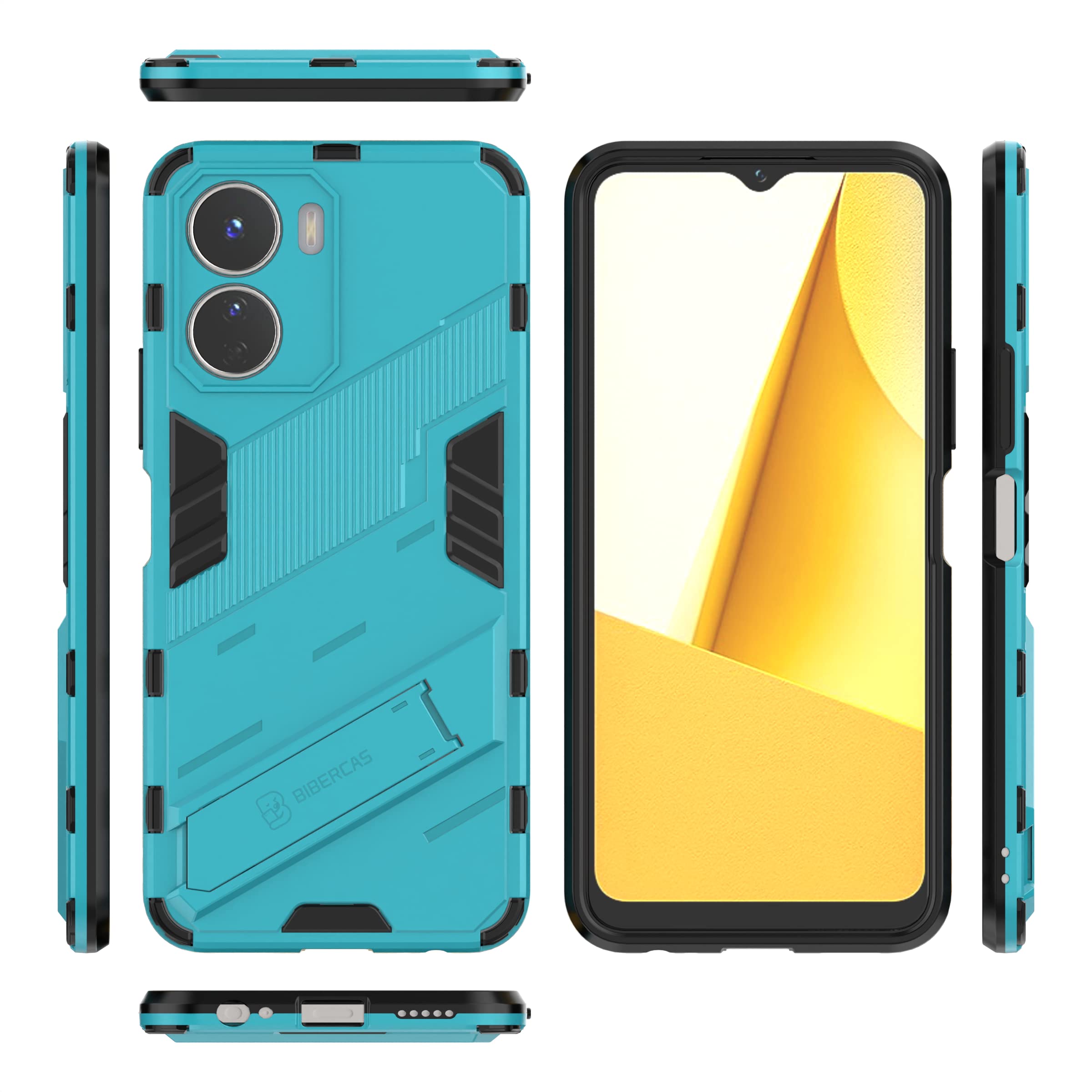 FTRONGRT vivo V29 Cover, Hybrid Dual Layer TPU+PC Custodia, Durevole Manicotto Protettivo Antiurto, Con Supporto per Cellulare, per vivo V29- Rosso
