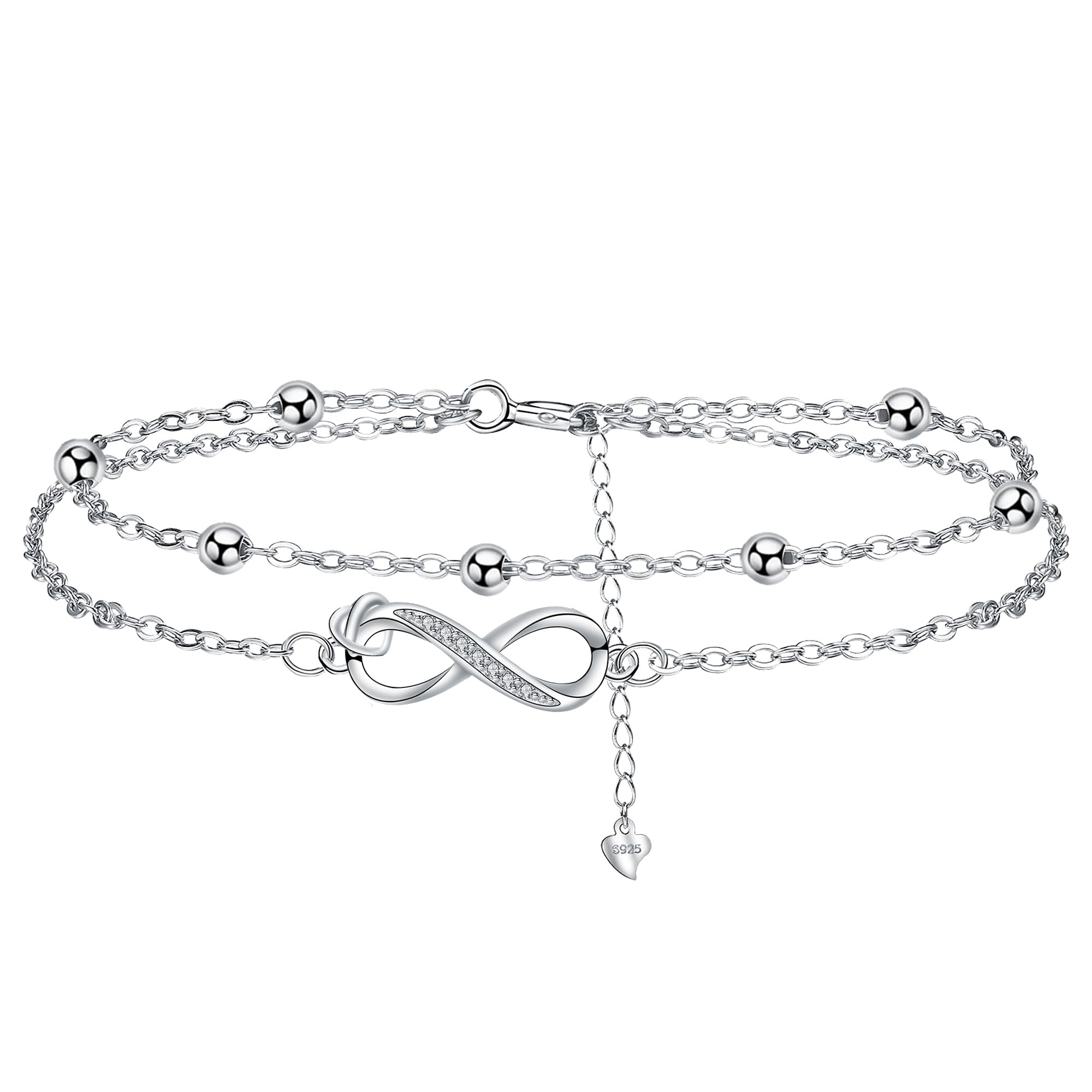 Micory Armband für Damen 925 Sterling Silber mit Herz Zirkonia Armbänder Damen Verstellbar Armkette Valentinstag Muttertag Geburtstags Weihnachten Geschenk für Sie Frauen Freundin