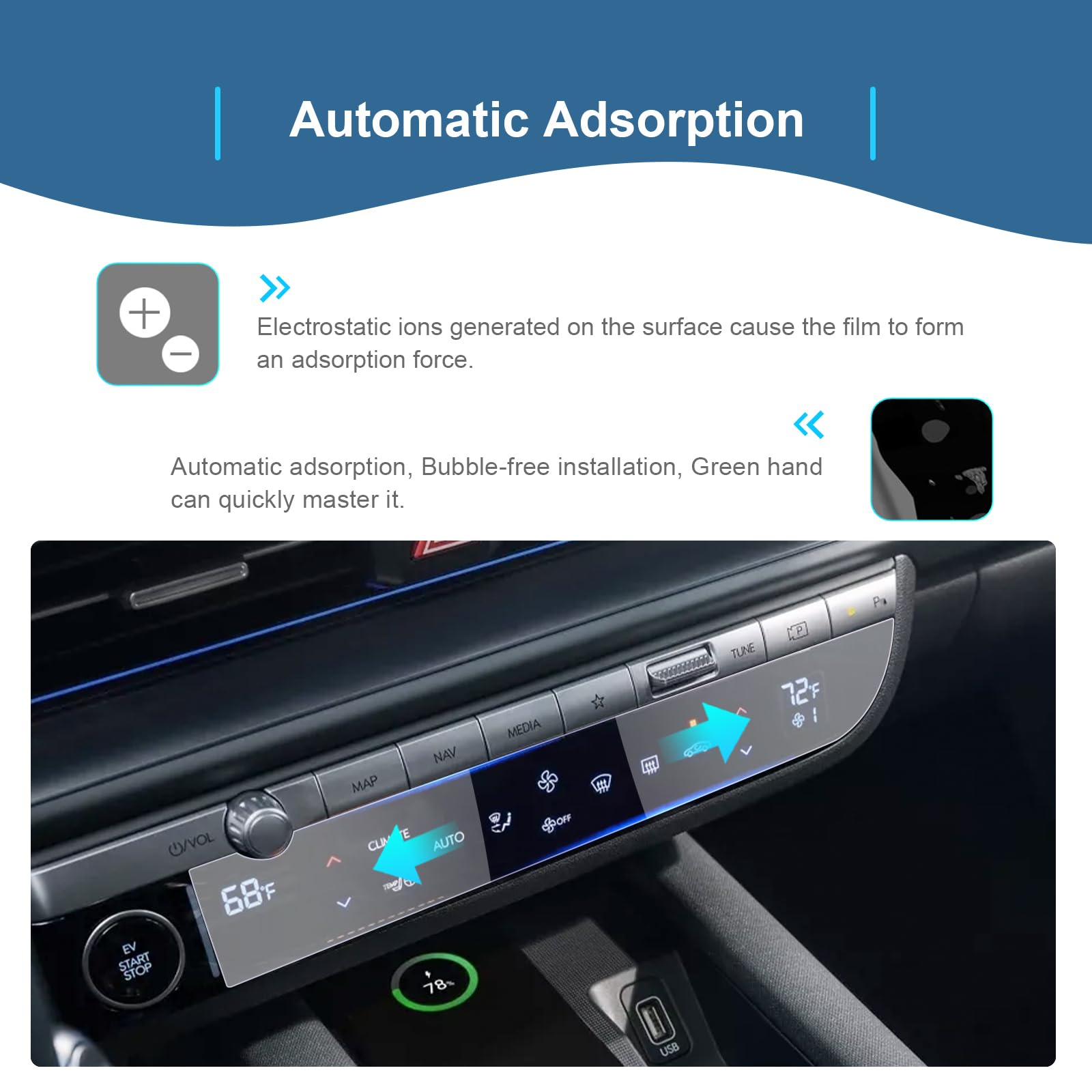 GAFAT Pellicola Protettiva Per Display Interno Hyundai Ioniq 6 2023-2025, Anti Graffio 6H, Antibatterica, 2 Pezzi - 2