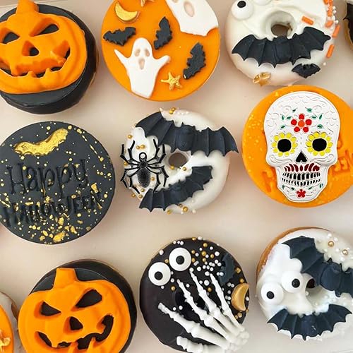 Miniatura 4 de Moldes de silicona de calavera de Halloween, murciélagos fantasmas, calabaza, calavera, fondant, araña, telaraña, cocina, moldes para hornear para