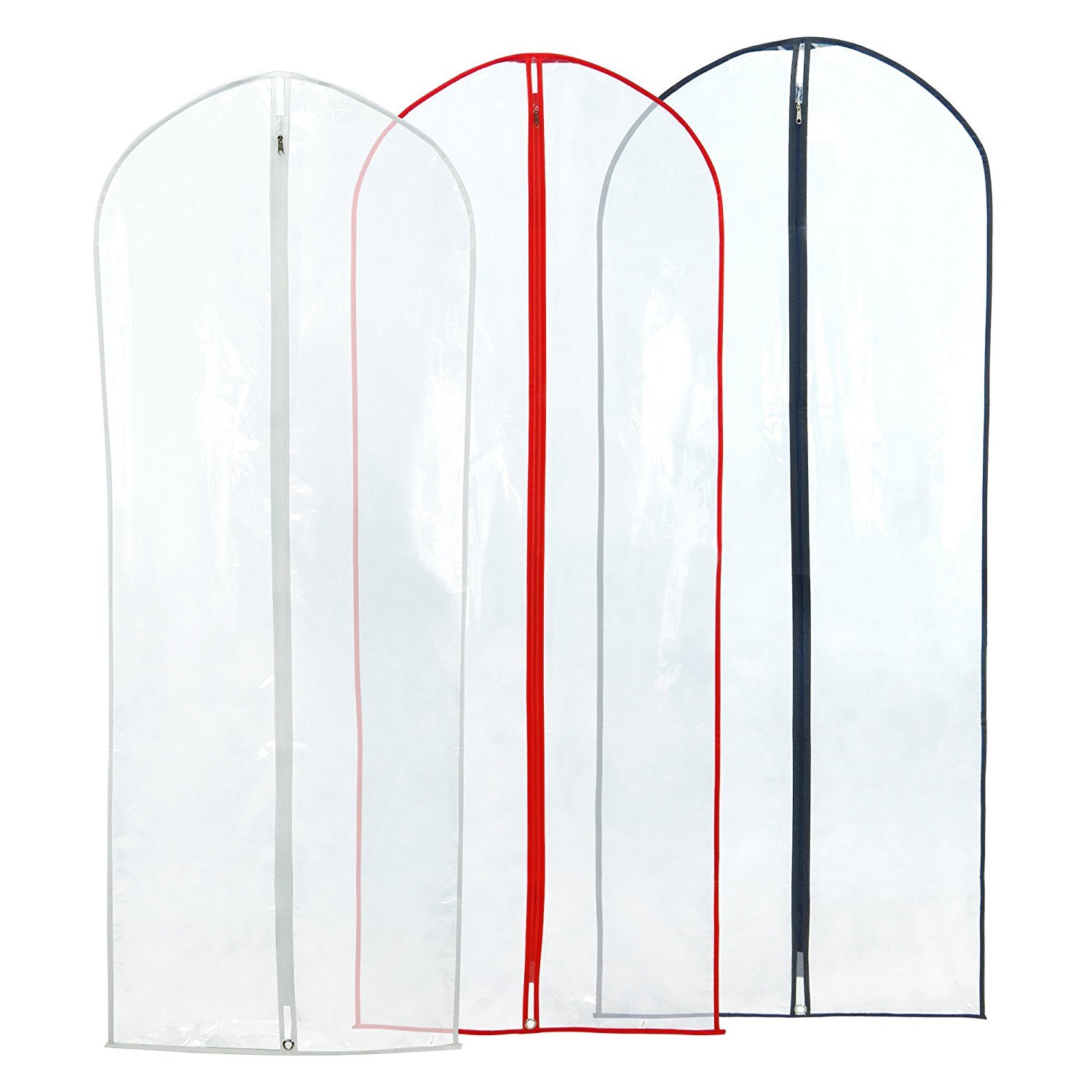 Hangerworld Mixed Pack 6 Clear 60 Inch Showerproof Dress Suit Garment Clothes Covers With Coloured Trim