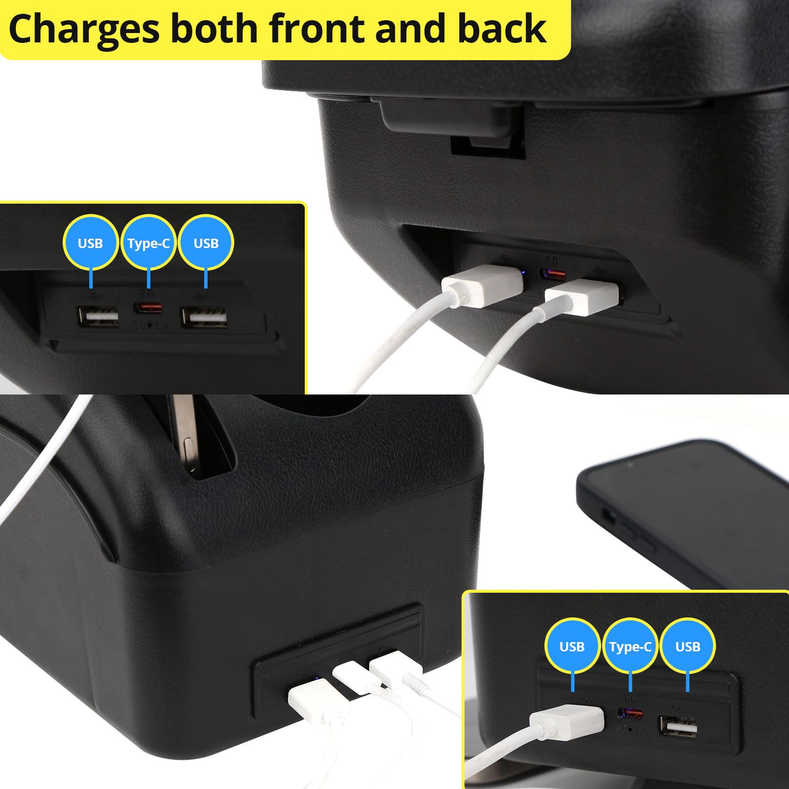 Reposabrazos Para Peugeot 2008/208 2019-2022 - Negro, Con Puertos USB Y Doble Almacenamiento
