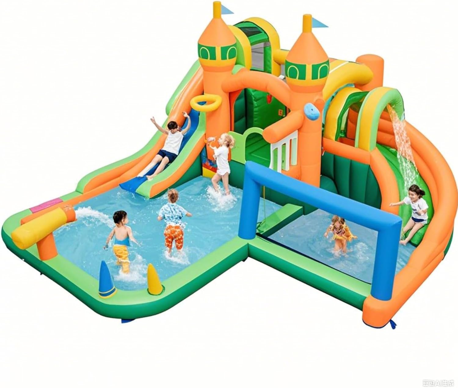 BOUNTECH 9-in-1 Inflatable Water Slide for Kids