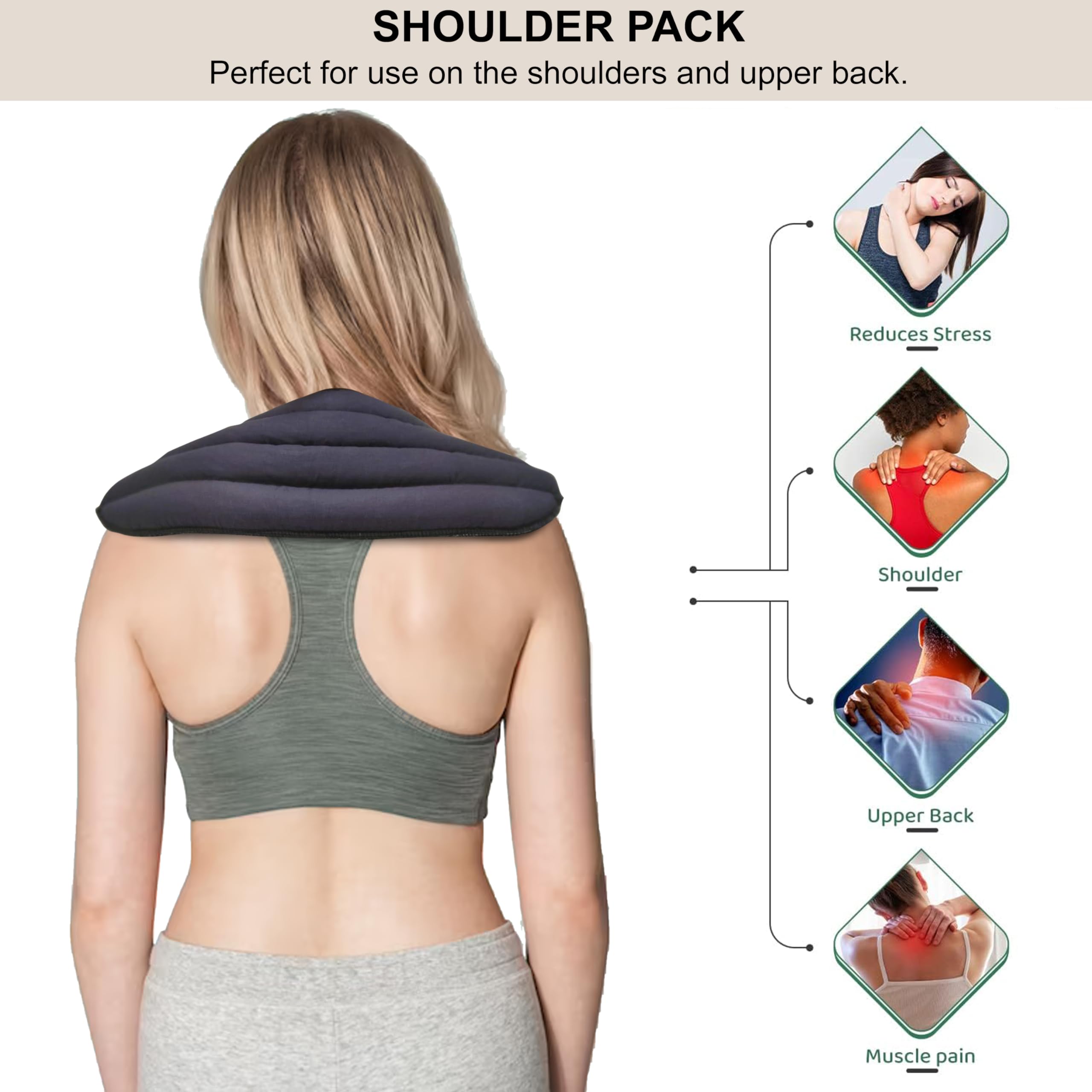 Asweda Hot & Cold Bags Shoulder Pain Relief Wheat Heat Pack | Microwaveable Hot Cold Therapy Pad for Neck, Upper Back, Muscle, Joint, Swelling, Injury & Relaxation | Reusable Natural Heating Ice Compress (Blue) — Amazon image 2