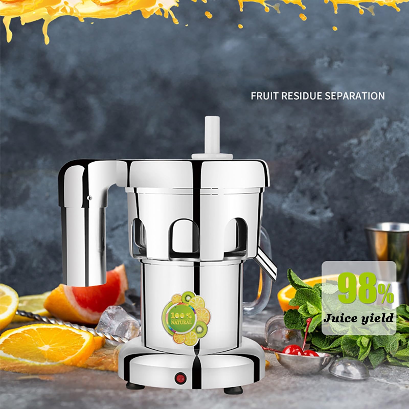 Extracteur de jus électrique professionnel 550 W 110 V en acier inoxydable, centrifugeuse silencieuse et robuste, for jus de fruits et légumes entiers
