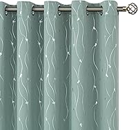 Vista 74 de BGment Room Darkening Curtains 95 Inches Long, Grommet Thermal Insulated Blackout Curtains with Wave Line and Dots Printed for Bedroom, 2 Panels