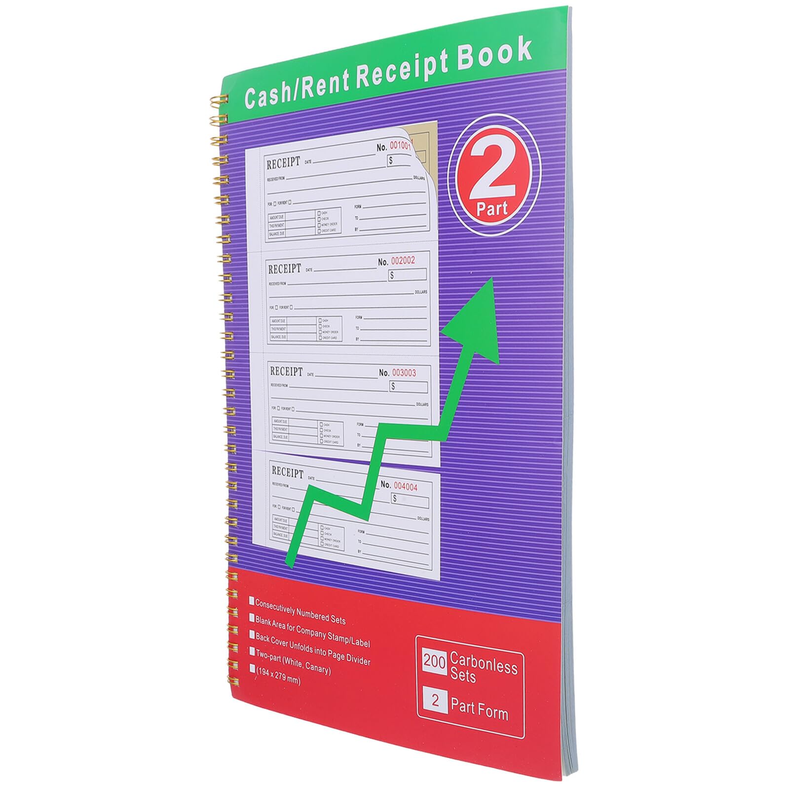 Libro de recibos comerciales de 200 juegos con copia para control de caja 8