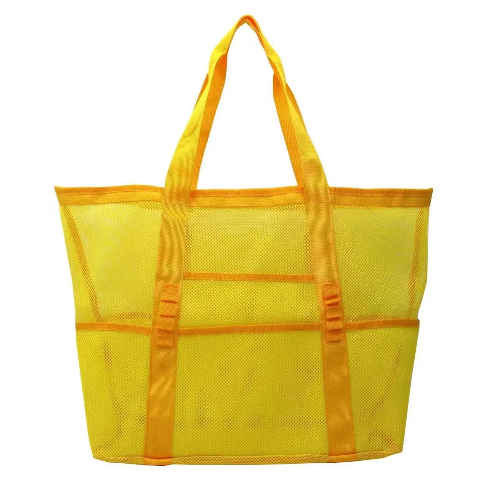 Bolsa De Playa Women's Transparent Mesh Shopping Totes Light and Versatile Large-Capacity Portable Handbag Beach Mesh Bag Shoulder Bag para Playa，Viajar(Yellow)
