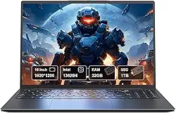 Laptop para jogos FHD de 16 polegadas com Intel i7-13620H (10/16, até 4,9 GHz), 32 GB de RAM, SSD NVMe de 1 TB, laptops Windows 11 Pro, teclado retroiluminado, câmera de privacidade, USB-C, leitor de