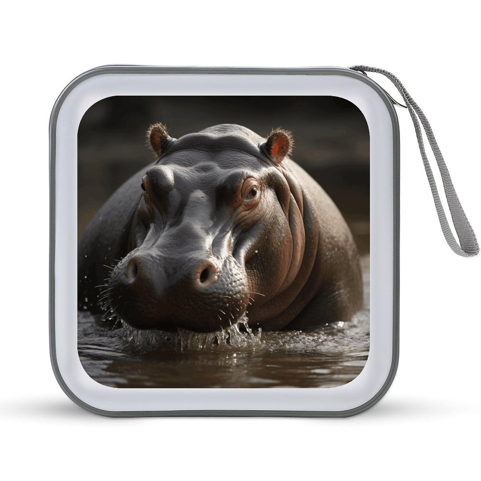 VstaDank - Hippo 40 Capacity CD Case with Zipper Disc Organizer, Portable Hard Plastic CD Storage Organizer for Home, Car Travel