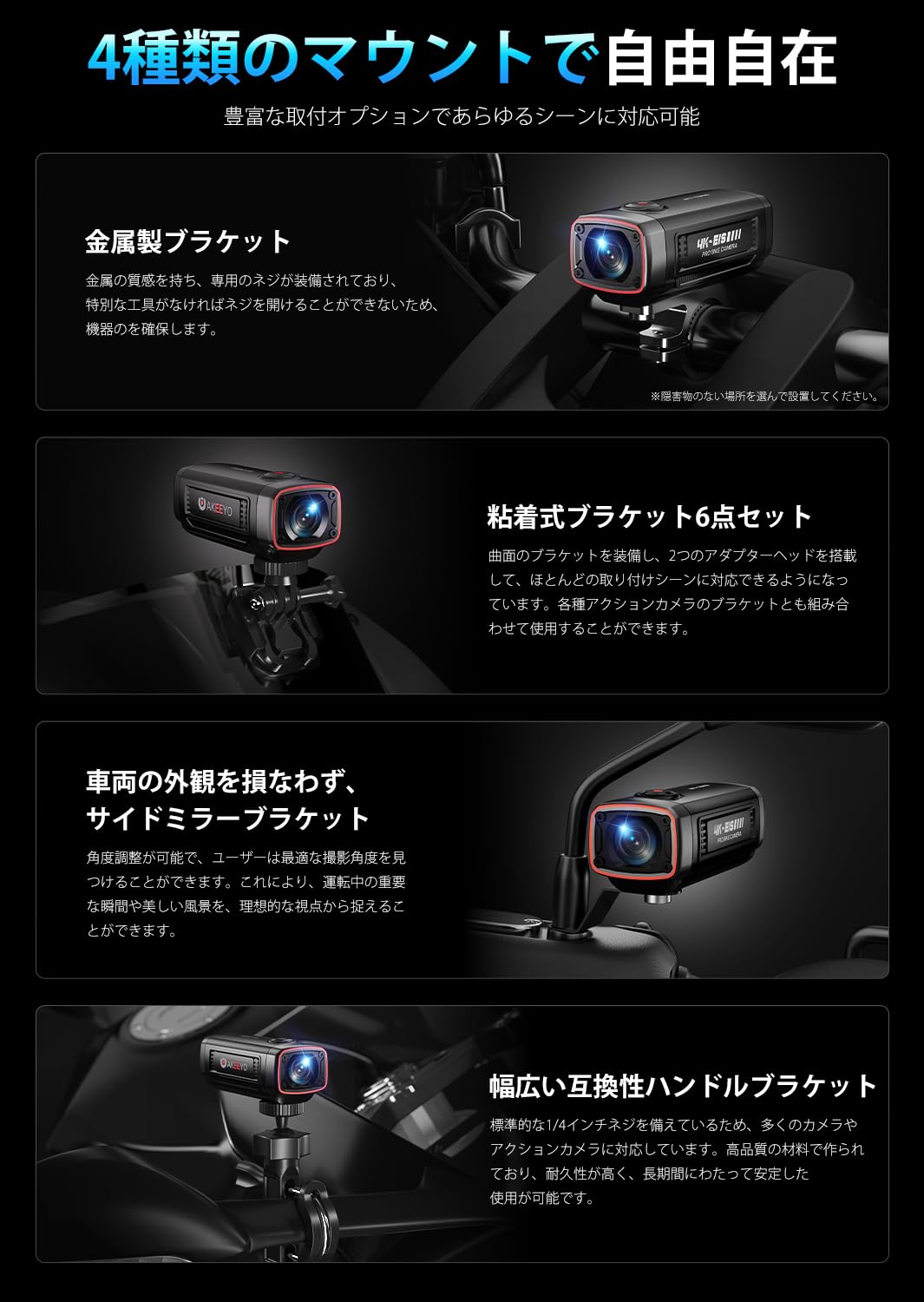 AKEEYO AKY-710PRO バイクドライブレコーダー 800万画素 4K