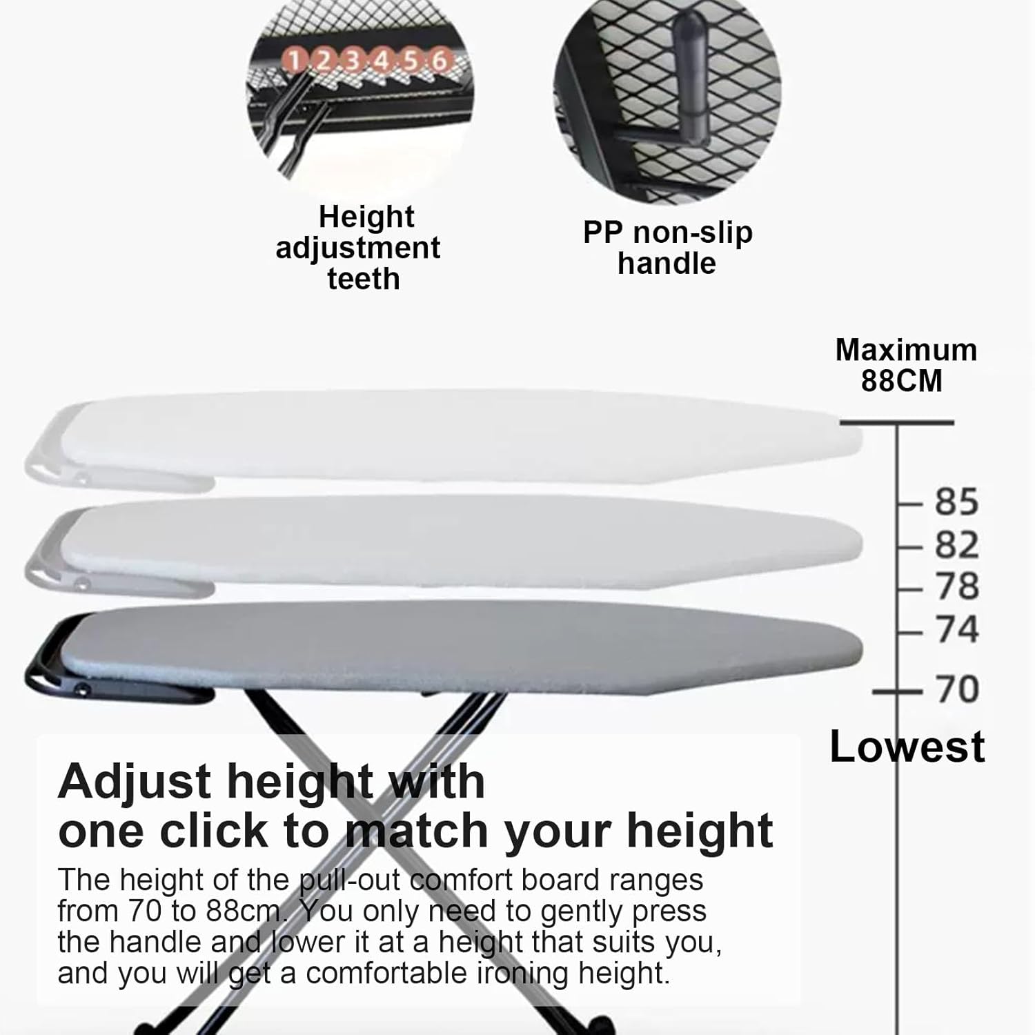 Compact Ironing Board, Heavy-Duty Ironing Board, Foldable Ironing Board with Iron Stand, Tall Ironing Board, Wide Ironing Board, Compact Ironing Board for Small Spaces (Color : B)