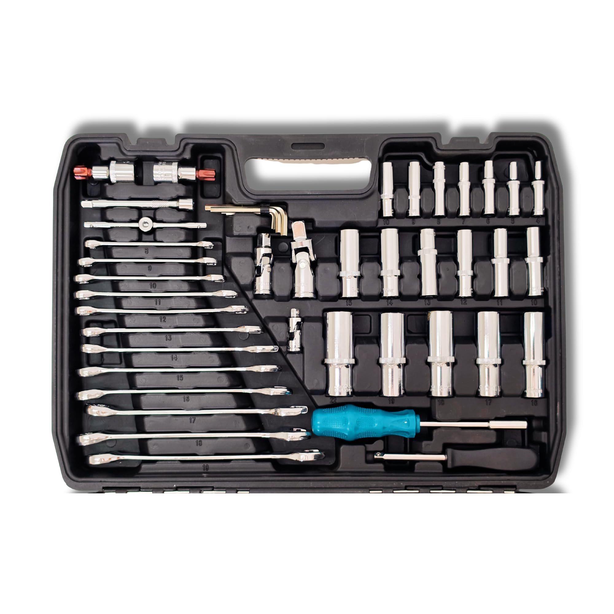 Maletín de Herramientas 216 Piezas Profesional con Carracas Vasos Llaves y Puntas - Kit Completo Mecánica Caja herramientas completa