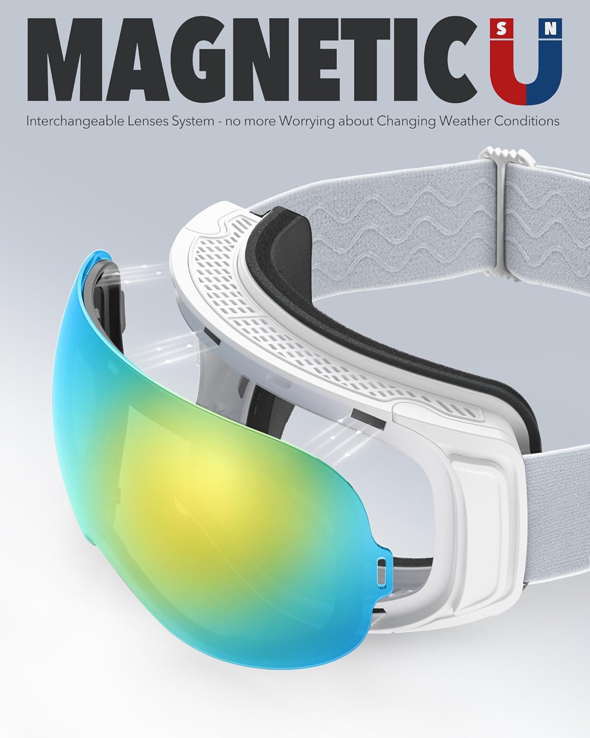 findway Ski Goggles OTG for Women Men Adult Youth-Over Glasses Snow Goggles-Interchangeable Lens,Anti Fog Snowboard Goggles - Image 2