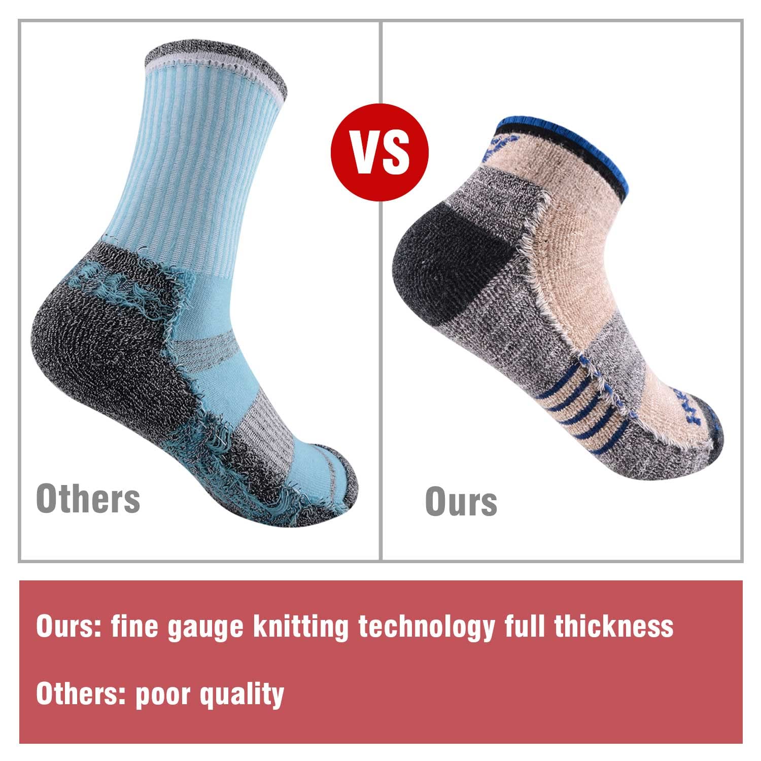 Men's Hiking Walking Socks, FEIDEER Multi-Pack Wicking Cushioned Outdoor Recreation Hiking Crew Socks