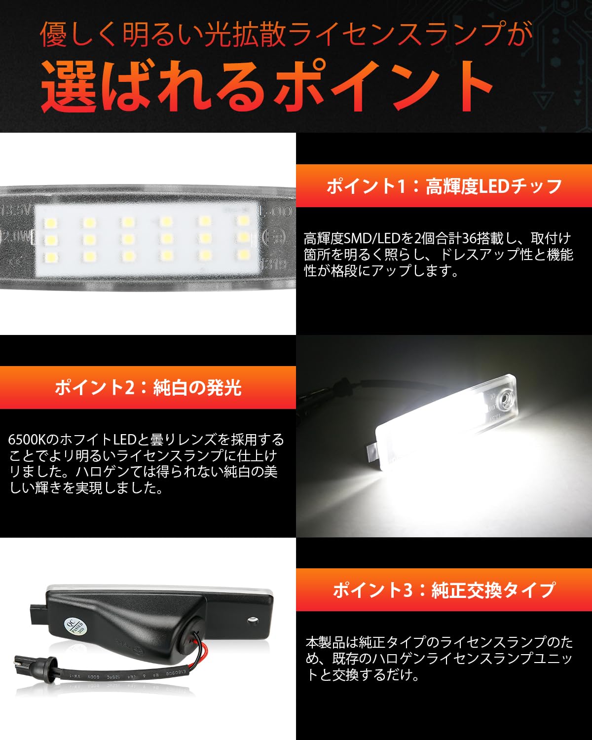 Amazon | 北澤商事 トヨタ ハイエース 200系 LED ライセンスランプ 2個
