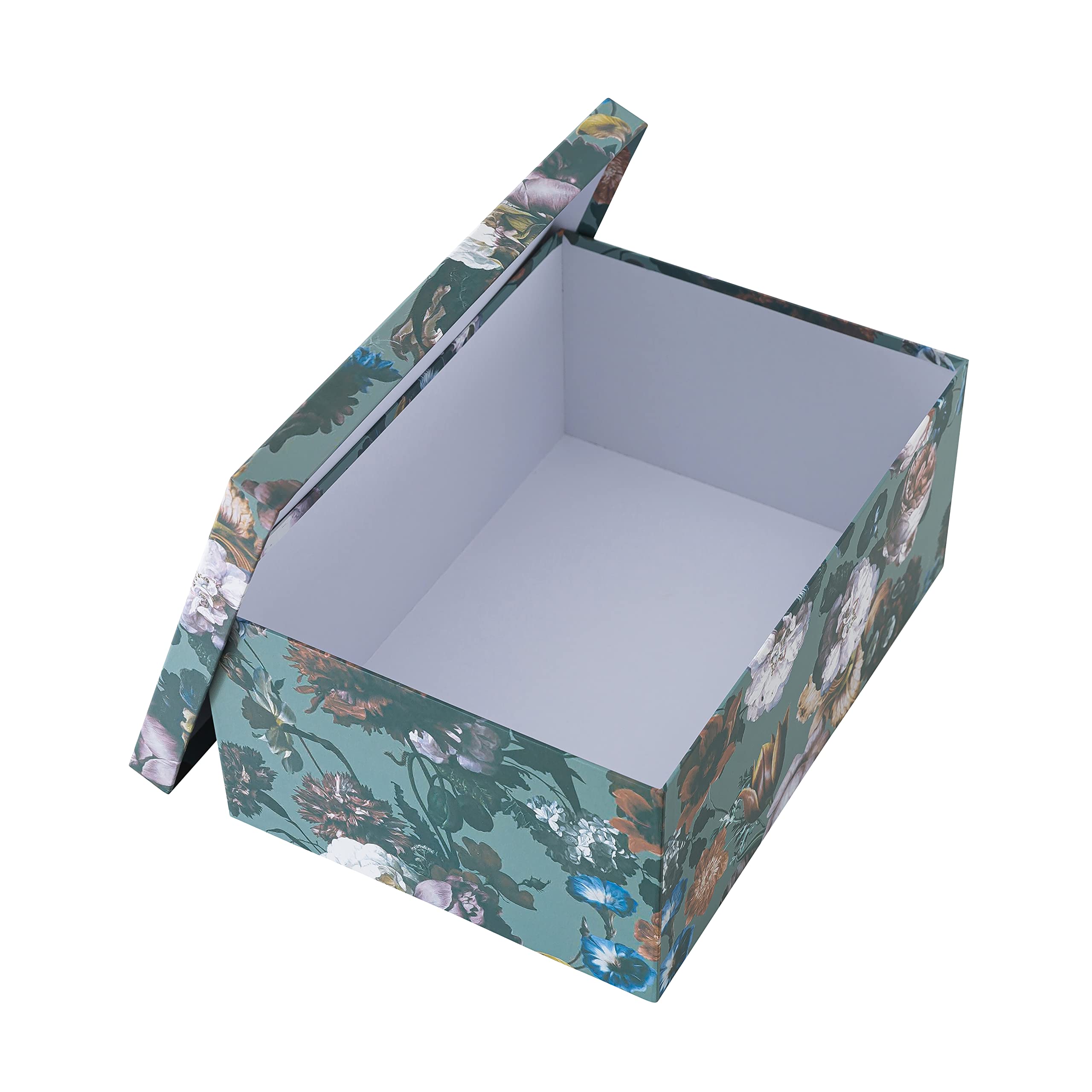 Cajas de cartón decorativas con tapas | Elegance in Bloom - Juego de 3 | Cajas de cartón anidable floral Moody 4