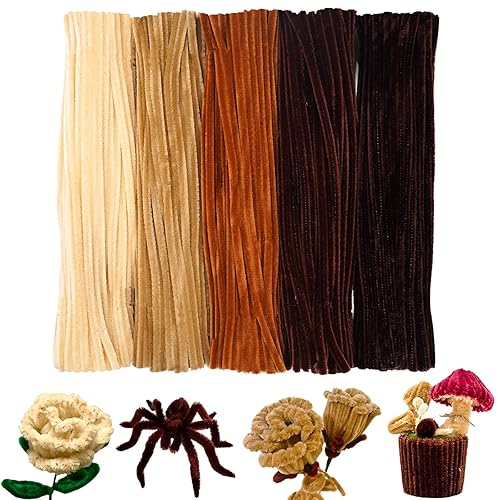 URSDIART 500pcs Pipe Cleaners Bulk,5 Assorted Colors Chenille Stems Brown