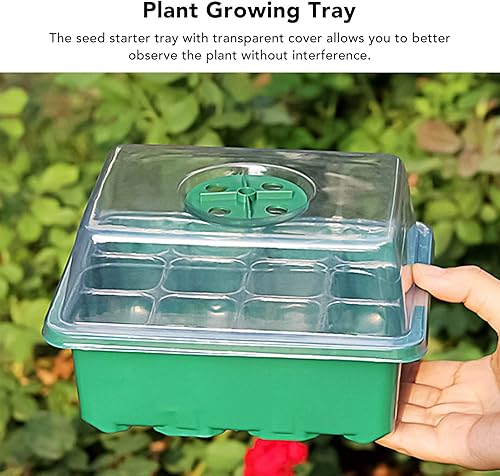 Miniatura 3 de TOPINCN Seed Starter Tray, Garden Seedling Tray Transparent Cover Botton Drain Hole for Horticulture (12 Holes)
