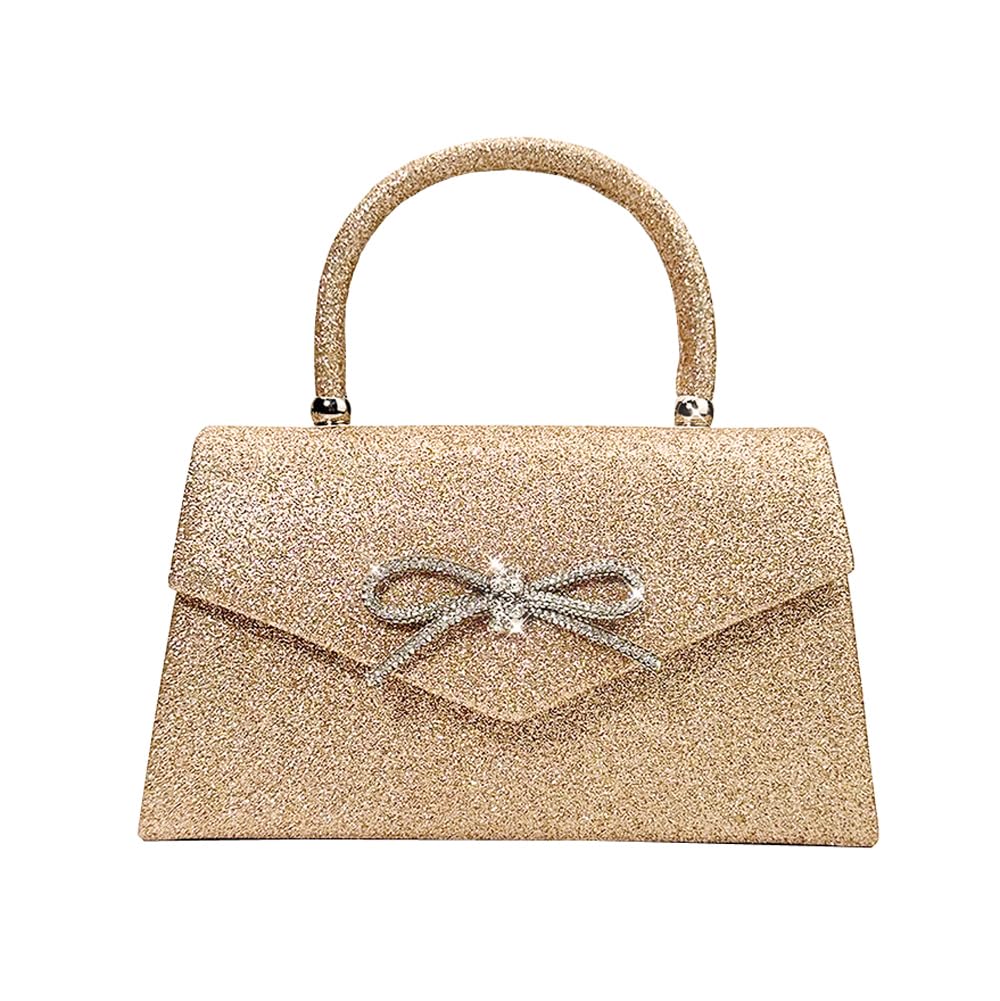 Trisapu Womens Evening Bag Sparkly Bow Clutch Purse Wedding Party Purses Glitter Rhinestone Cocktail Prom Handbags