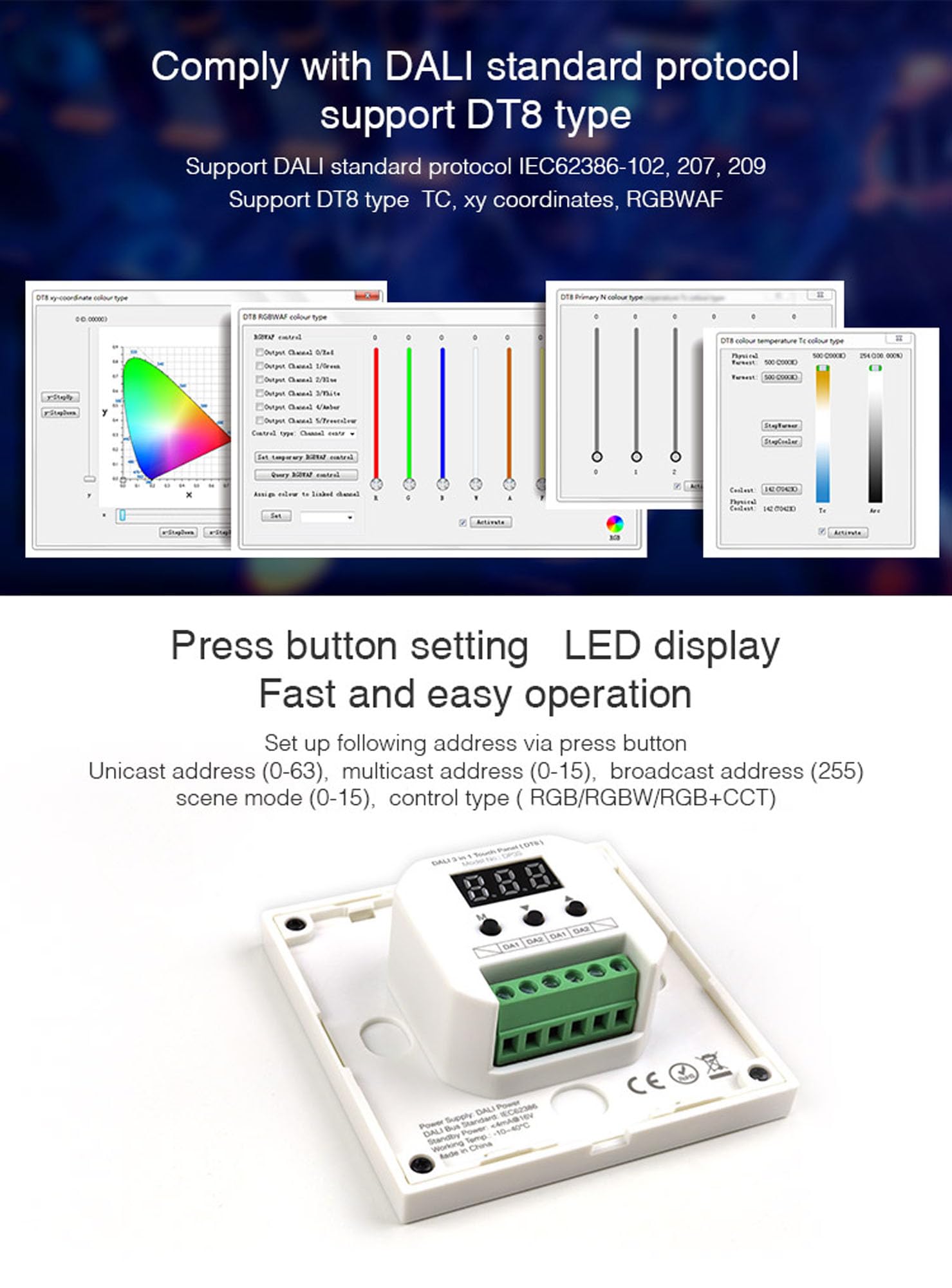 Milight DP3S Dali DT8 Wandpanel 4 Kanal RGB + CCT
