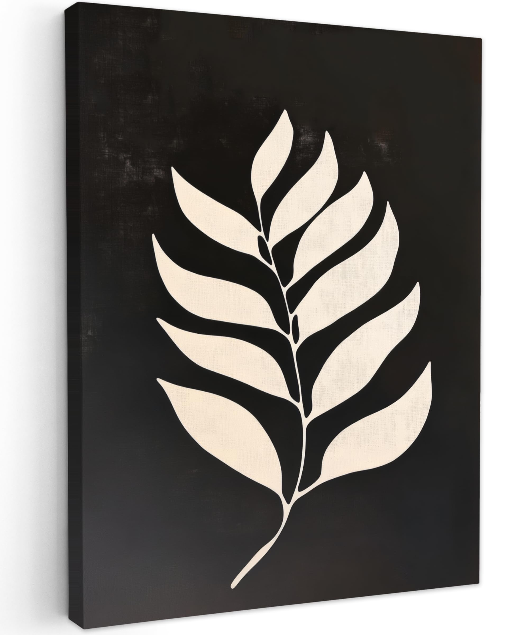 MuchoWow© Canvas Wall Art 12"x16" / 30x40 cm Decor Prints for Living Room Decorative Canvases Hall Artwork Leaf - White - Minimalist