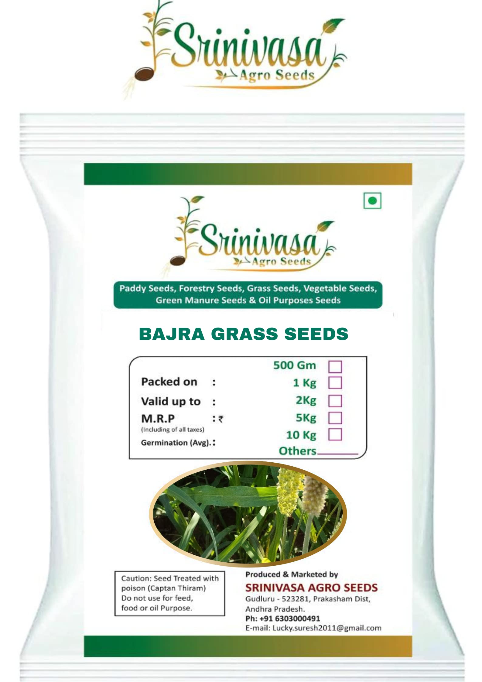 Srinivasa Agro Seeds Bajra Grass Seed | Multi Cut for Fodder Cultivation (500 gm) (B0C2HB37XX) Amazon Price History, Amazon Price Tracker