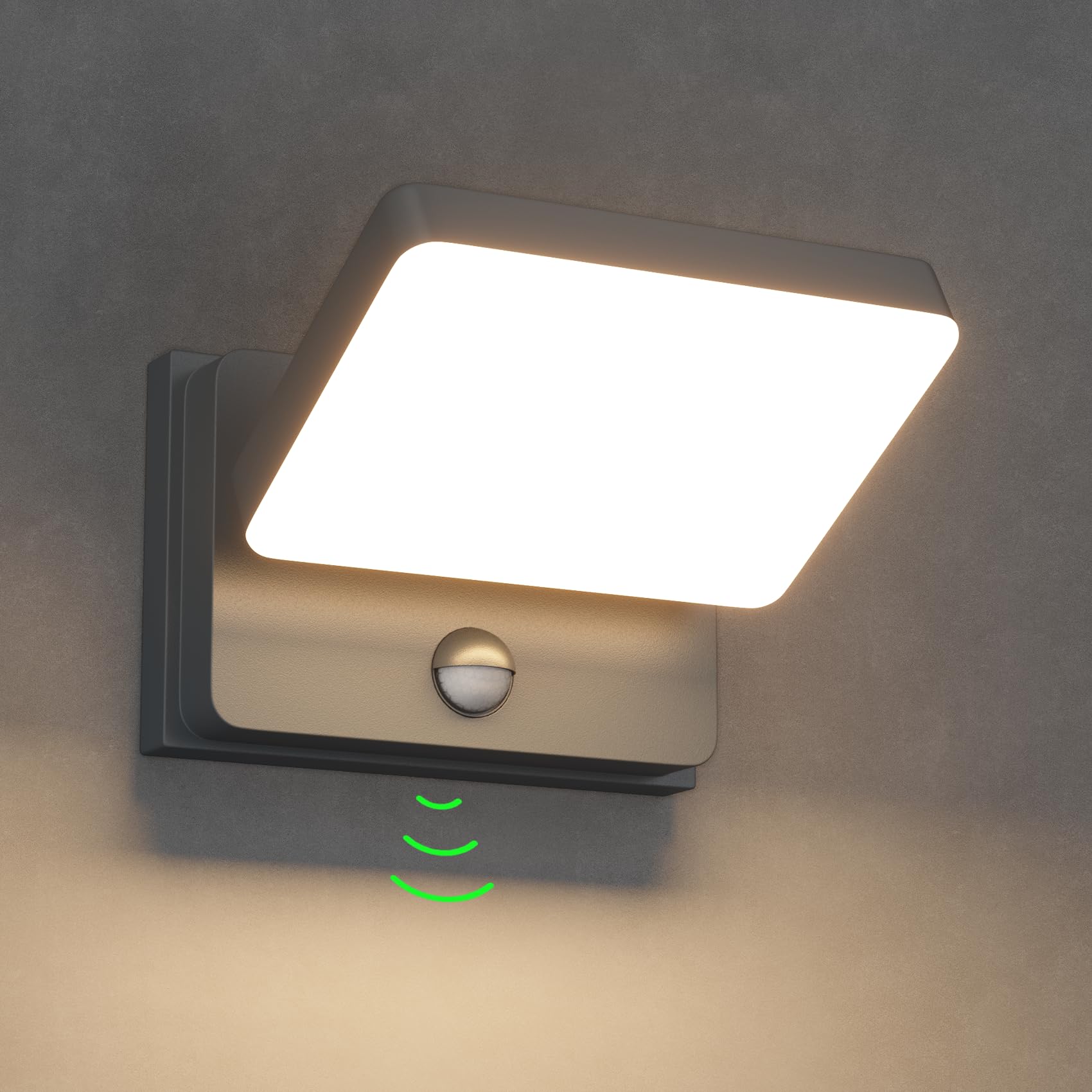 Klighten Luz exterior con sensor movimiento 30W IP65 3000K blanco cálido para patio/jardín/gris antracita