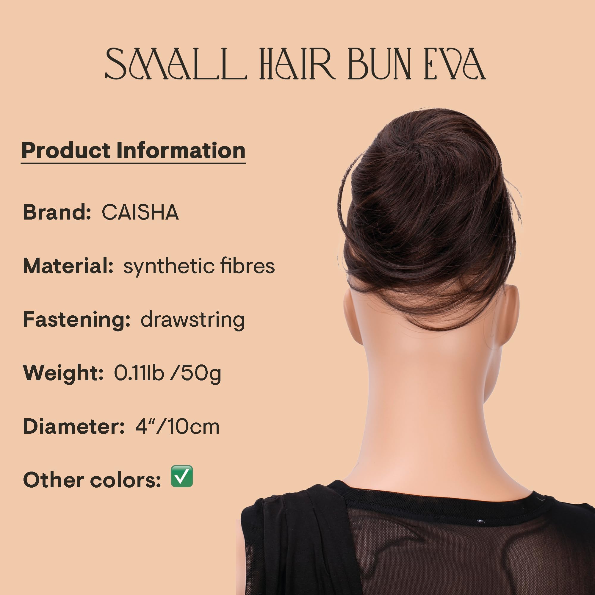 CAISHA Moño Postizo Trenza Hepburn-Bun Coletero Mezcla Marrón Oscuro DC5