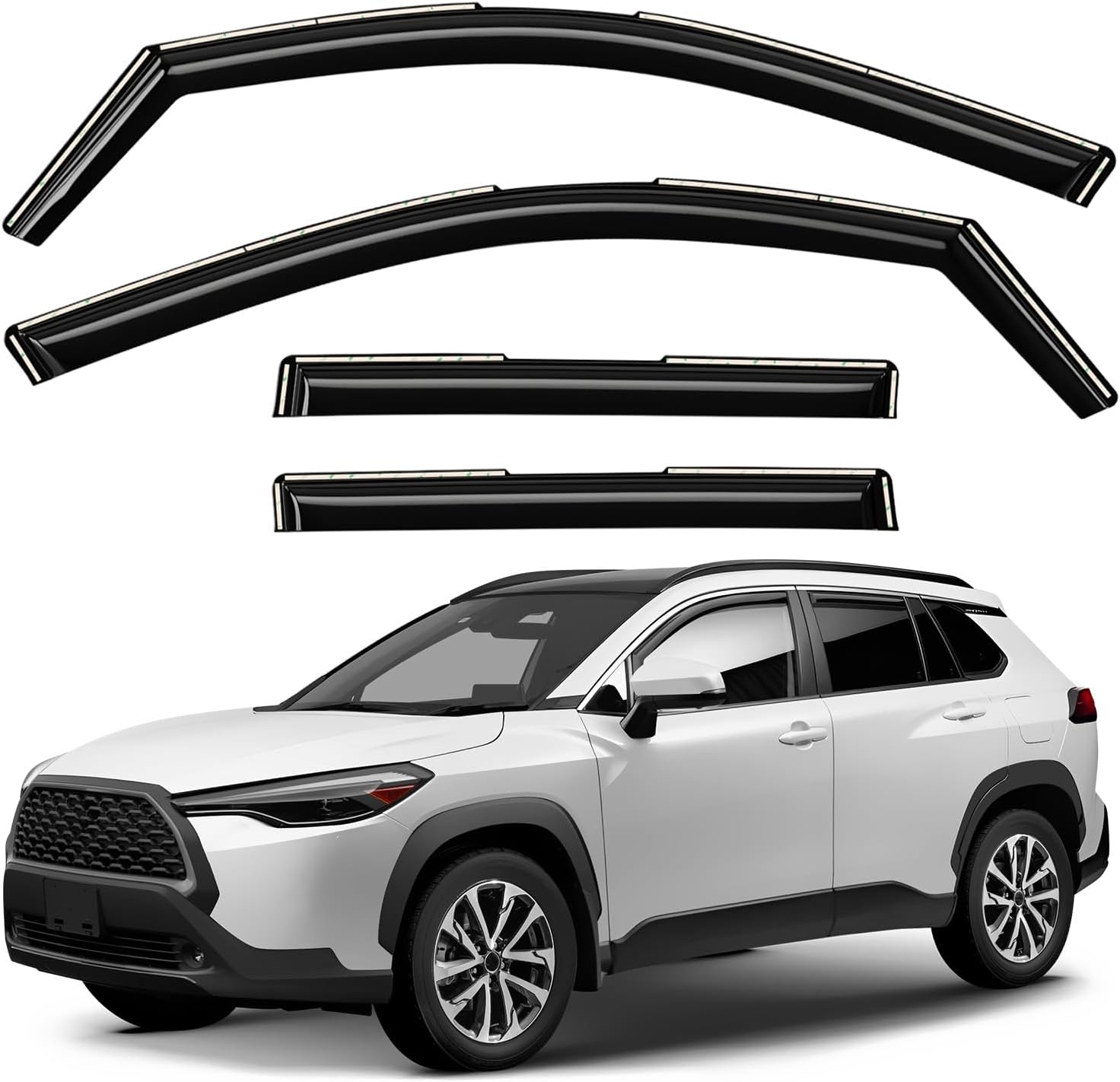 Window Deflectors Smoke Tinted In-Channel Side Window Vent Visor Deflectors Rain Guards Compatible with Corolla Cross 2022-2026 - 4pcs. GW0569