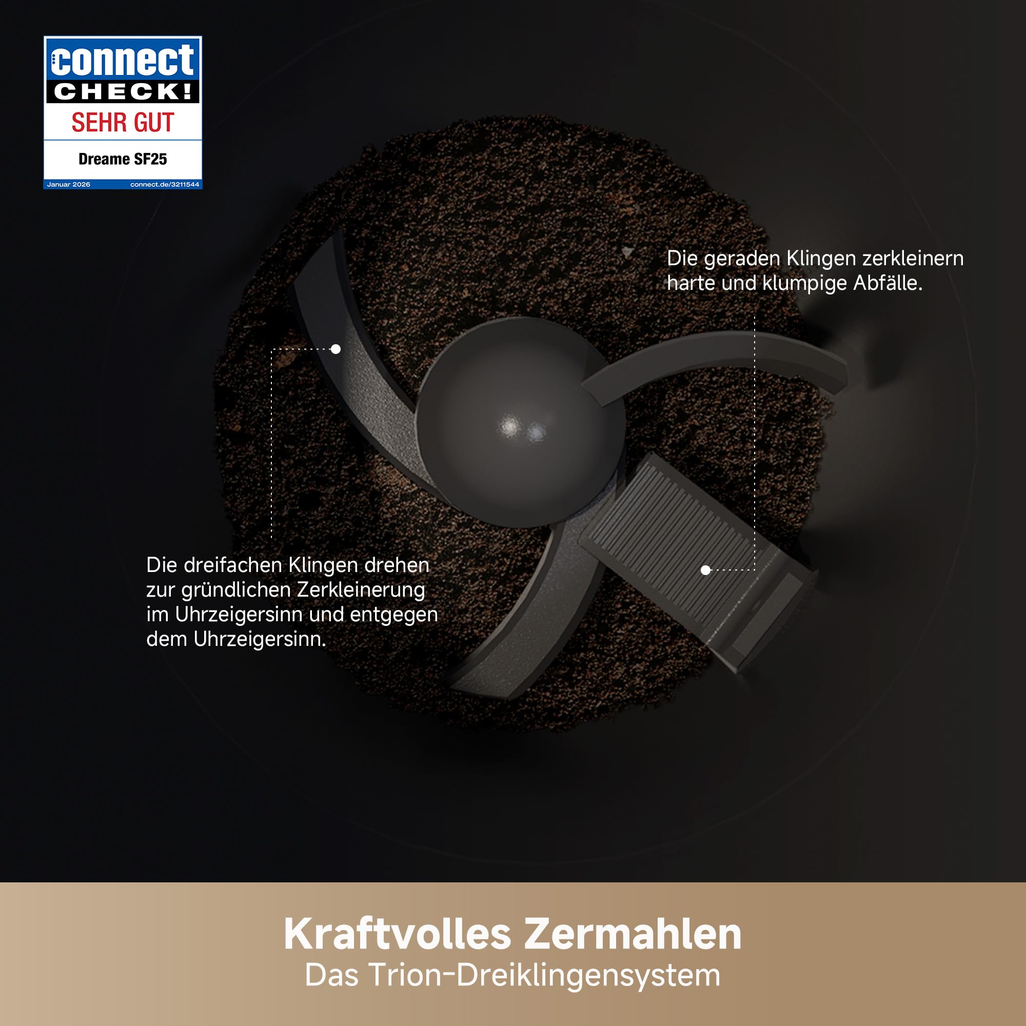 DREAME SF25 – Speise-Entsorger, Trion- Dreiklingensystem, Kohlefilter, Geruchssteuerung, 2,5 l-Volumen, Selbstreinigend bei Hochtemperatur, Kompaktdesign, leises 27 dB(A-Design, Sicherheitssperre