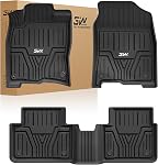 3W Tapis de sol pour Honda Civic 2016-2021 1st & 2nd Ensemble de lignes non glissantes et sans odorat Tous les temps TPE Linges de voiture solides et flexibles pour Honda Civic Accessoires Black Over 10 Années Durée de vie