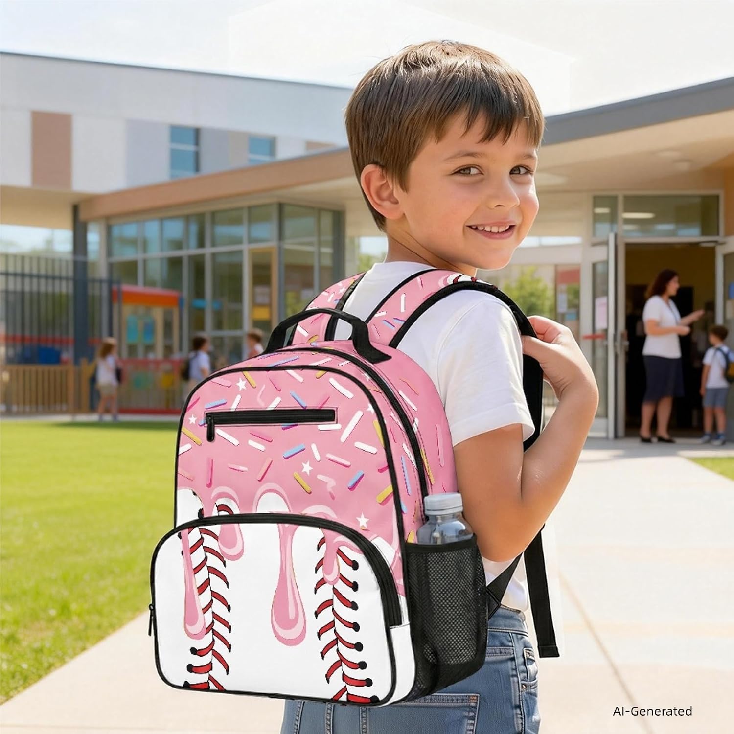 Baseball Donut Toddler Backpack for Preschool Smooth Zippers & Easy-Clean Polyester. Front Pocket for Snacks/Crayons, Side Mesh for Water Bottles. Daycare Essential image 2