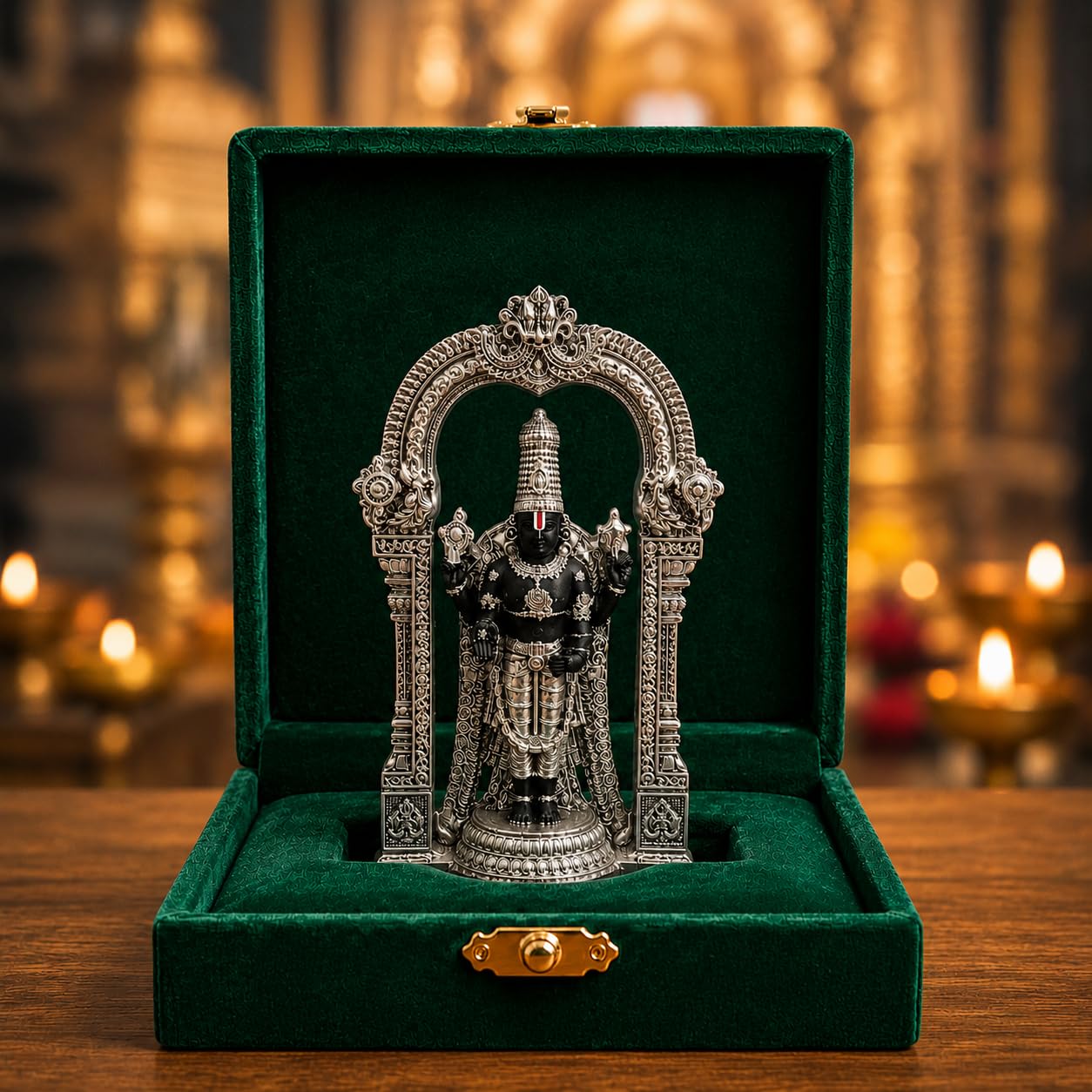 Idole Tirupati Balaji purifiez l'énergie de votre bureau avec cette statue argentée