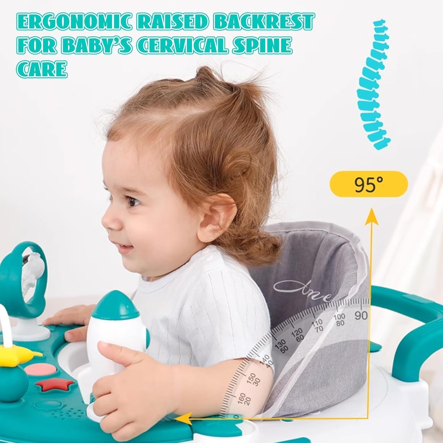 EULEUY 3 en 1 Andadera Para bebe Andador de Empuje Plegable con Centro de Actividades y Bandeja de Alimentación. Altura Ajustable, Ruedas Silenciosas de 360° Andador bebes 6-12 Meses (Verde) — view 5