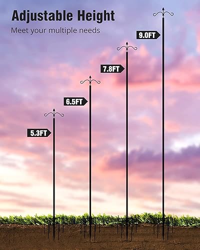 Miniatura 7 de JACKYLED Poste de tira de luces para exteriores, paquete de 2 postes de metal para exteriores, tira ajustable de 9 pies a prueba de óxido con