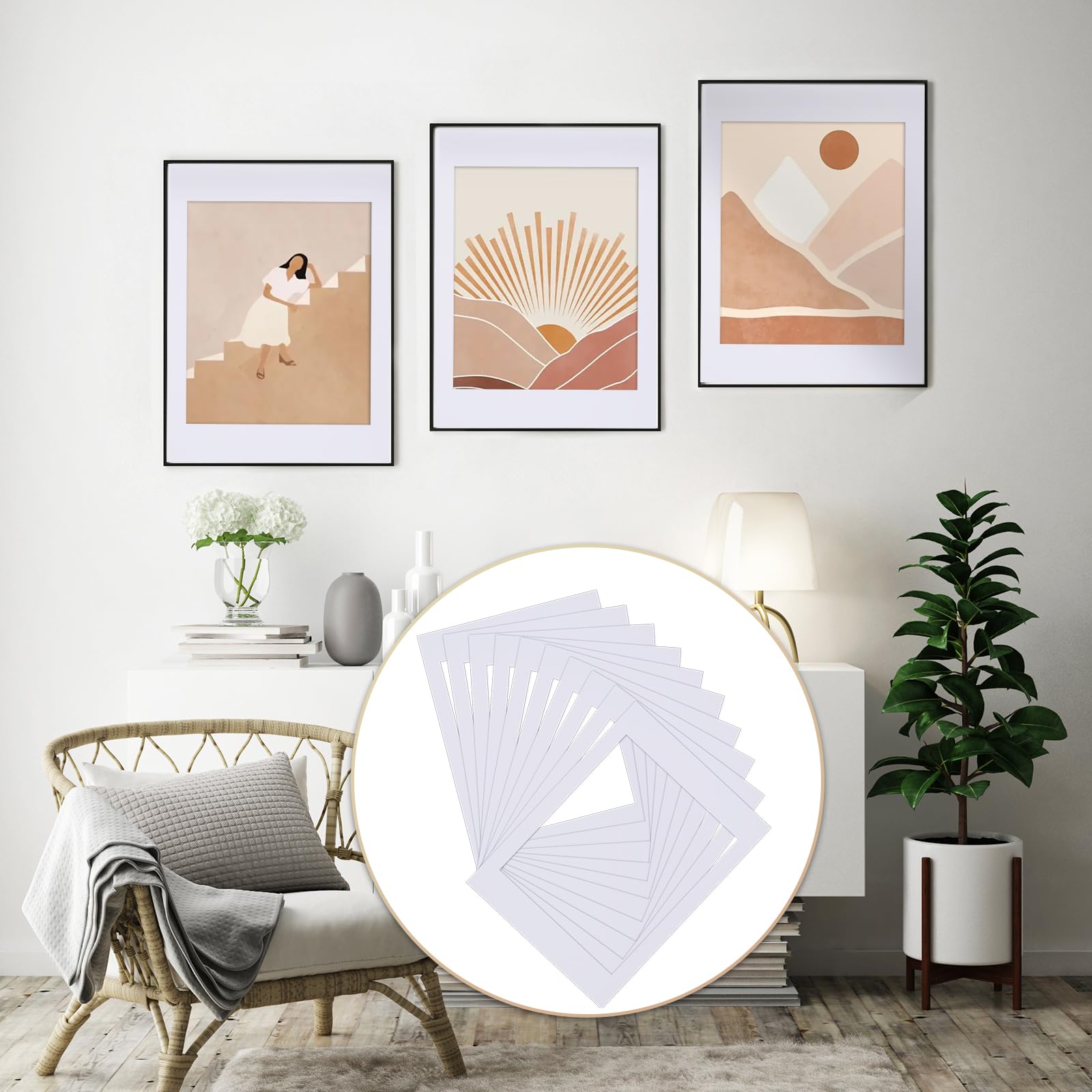 Fentar 10 Pezzi Passepartout 30x40 cm, Cartoncino Bianco per Cornici, Apertura Interna 25x30 cm, Ideale per Foto, Dipinti, Stampe e Quadri, Formato Standard per Mostre e Decorazioni Domestiche