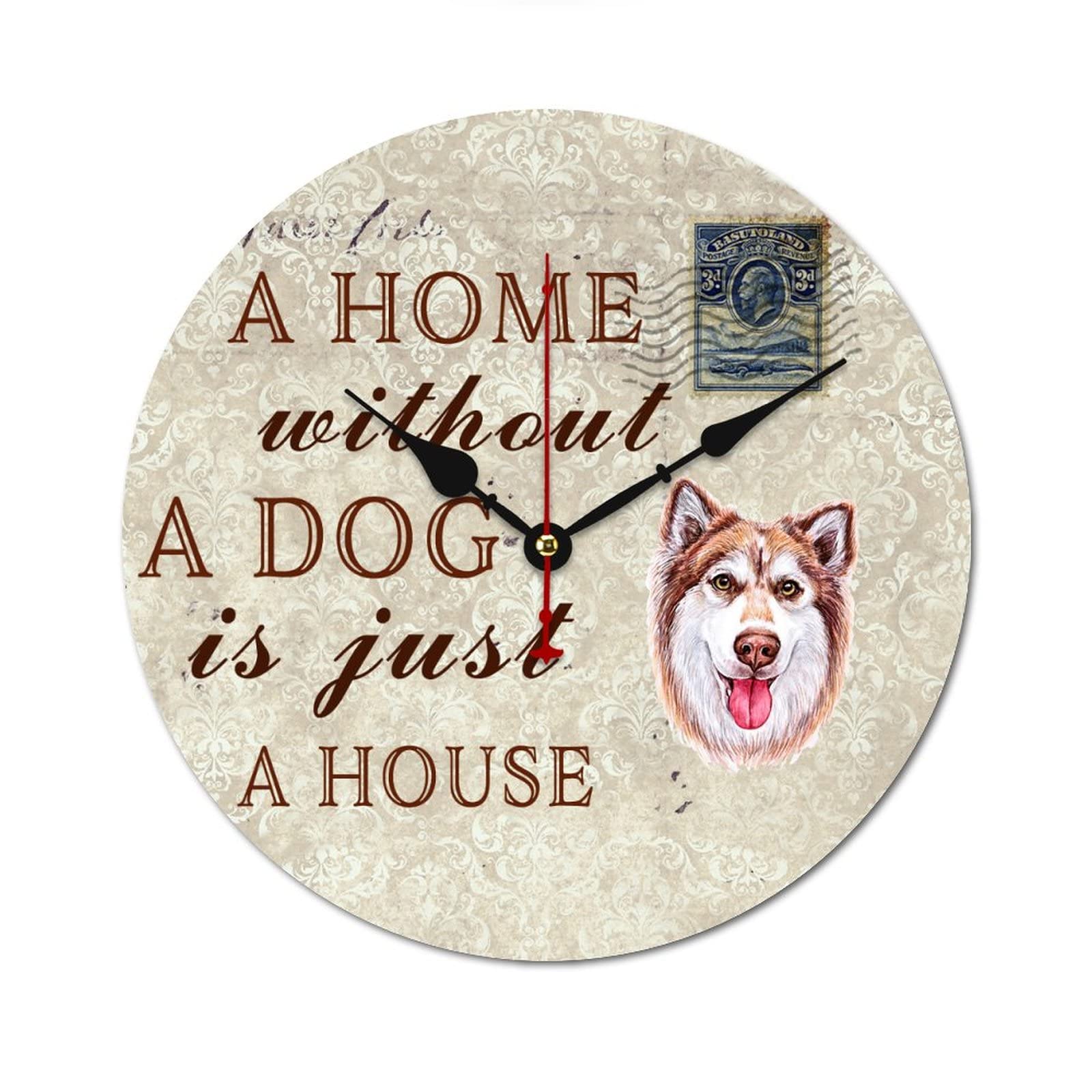 Horloge murale chien style ferme 38cm pour déco salon et cuisine