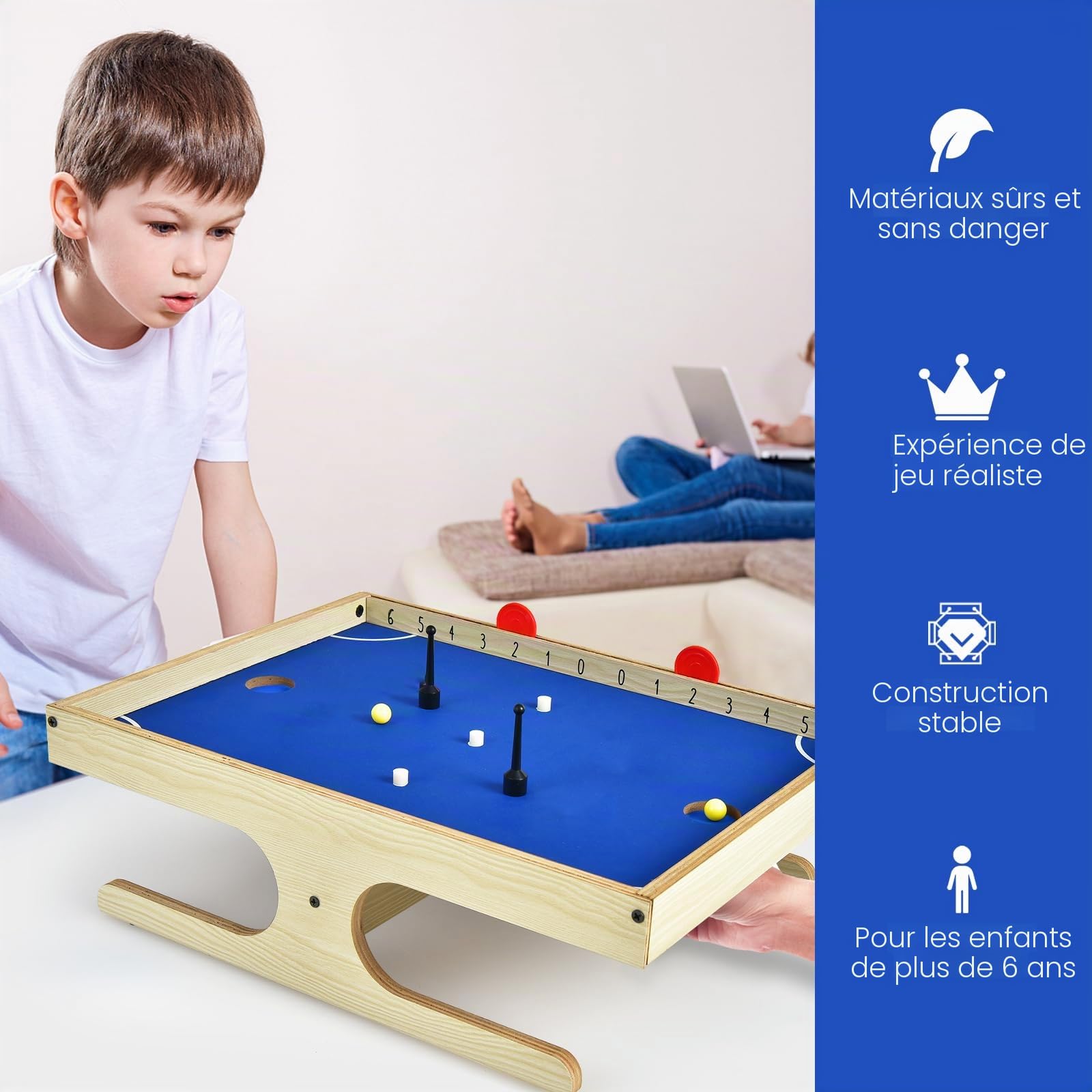 HOMASIS Air Hockey de table, table de jeu magnétique avec 2 marqueurs et 2 balles, 3 aimants pour biscuits et 2 ensembles de poignées