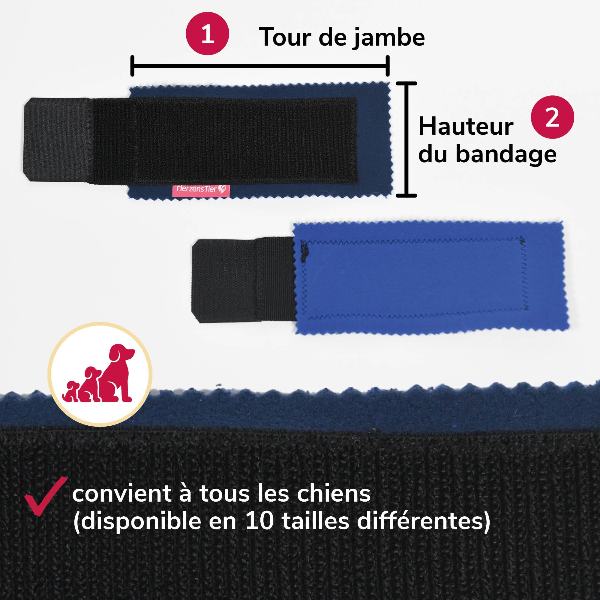 Bandage de Protection pour Ergots Taille L50 pour Chiens – Protection de l'Ergot Postérieur & de la Griffe du Pouce, Polaire Double Face, pour Sport Canin, Chasse & Agility
