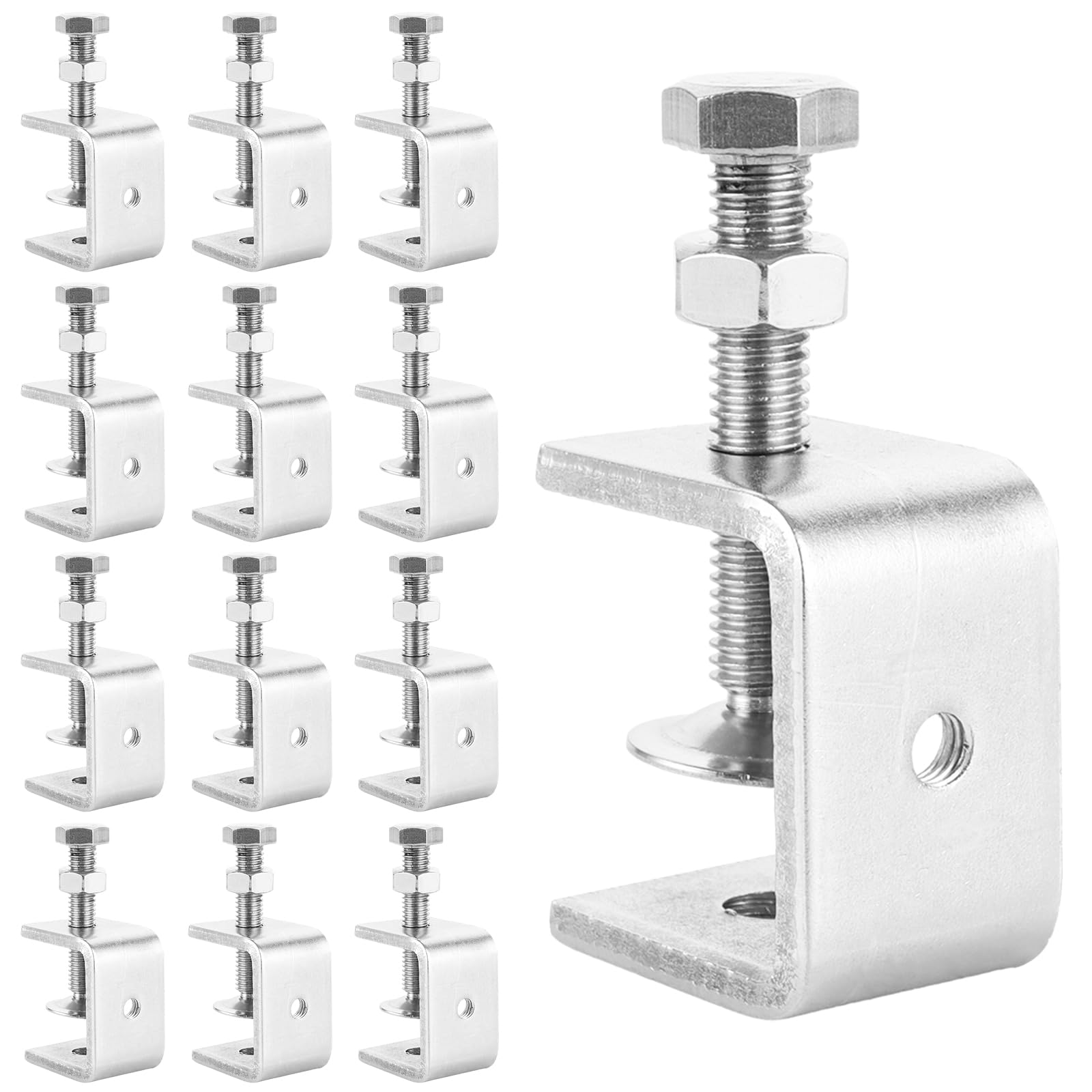 JMIATRY 12 Stück C Klemme, C Zwingen Klemmen und Spanner, Universal Edelstahl C Clamp Gesichtsrahme für Holzarbeiten Schweißen Tischlerei 0-25mm Einstellbar Kieferöffnungen